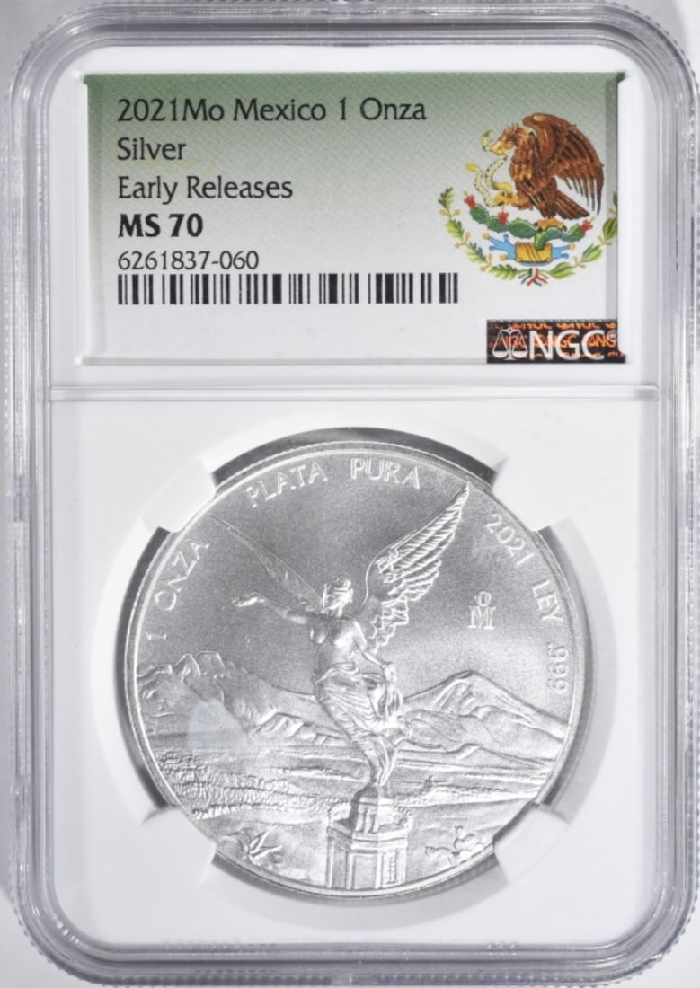 2021 Mo Mexico 1onza Silver Libertad, NGC MS-70: Early releases