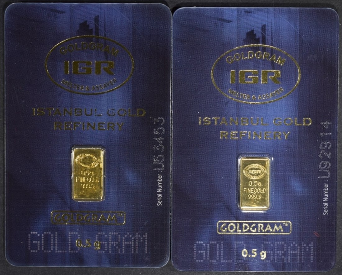 (2) .5 Gram IGR Gold Bars: Follow us on Facebook, Instagram, X, and TikTok.