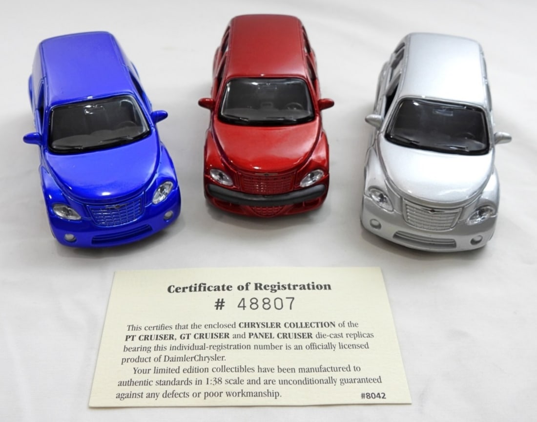 (3) Car Chrysler Collection: 3 Car Chrysler Collection. Pt Cruiser, Gt Cruiser, and Panel Cruiser. All in fair to good condition, preowned.