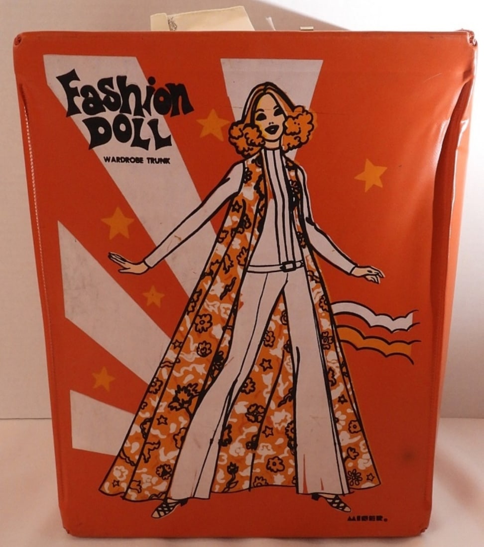 Barbie Miner Orange Fashion Doll Case: Has tons of clothes, dolls and accessories inside! In good condition.