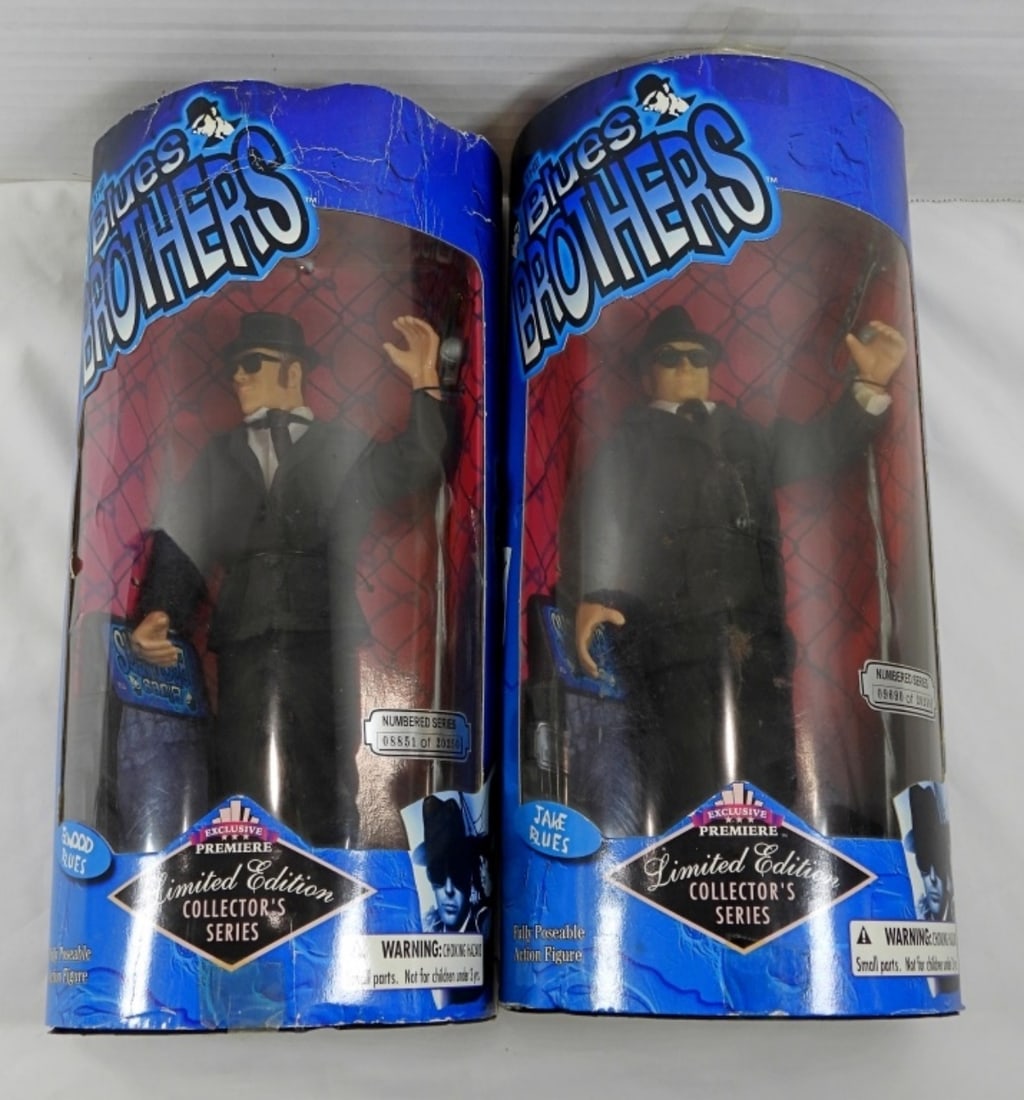 The Blues Brothers Figurines: The Blues Brothers- Jake and Elwood Figurines. In the original box, in good condition, preowned.