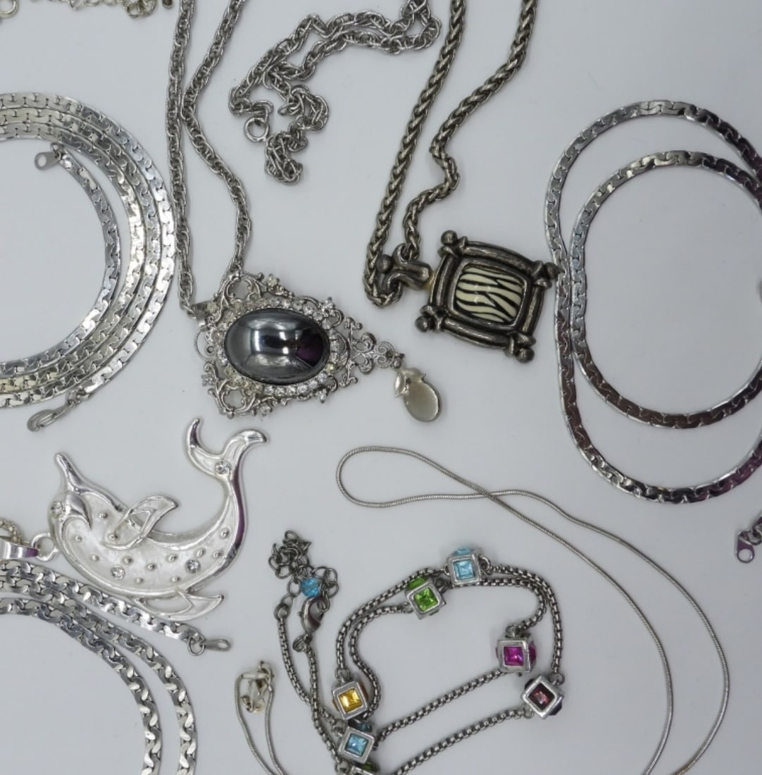 (8) Silver Tone Necklaces - 2