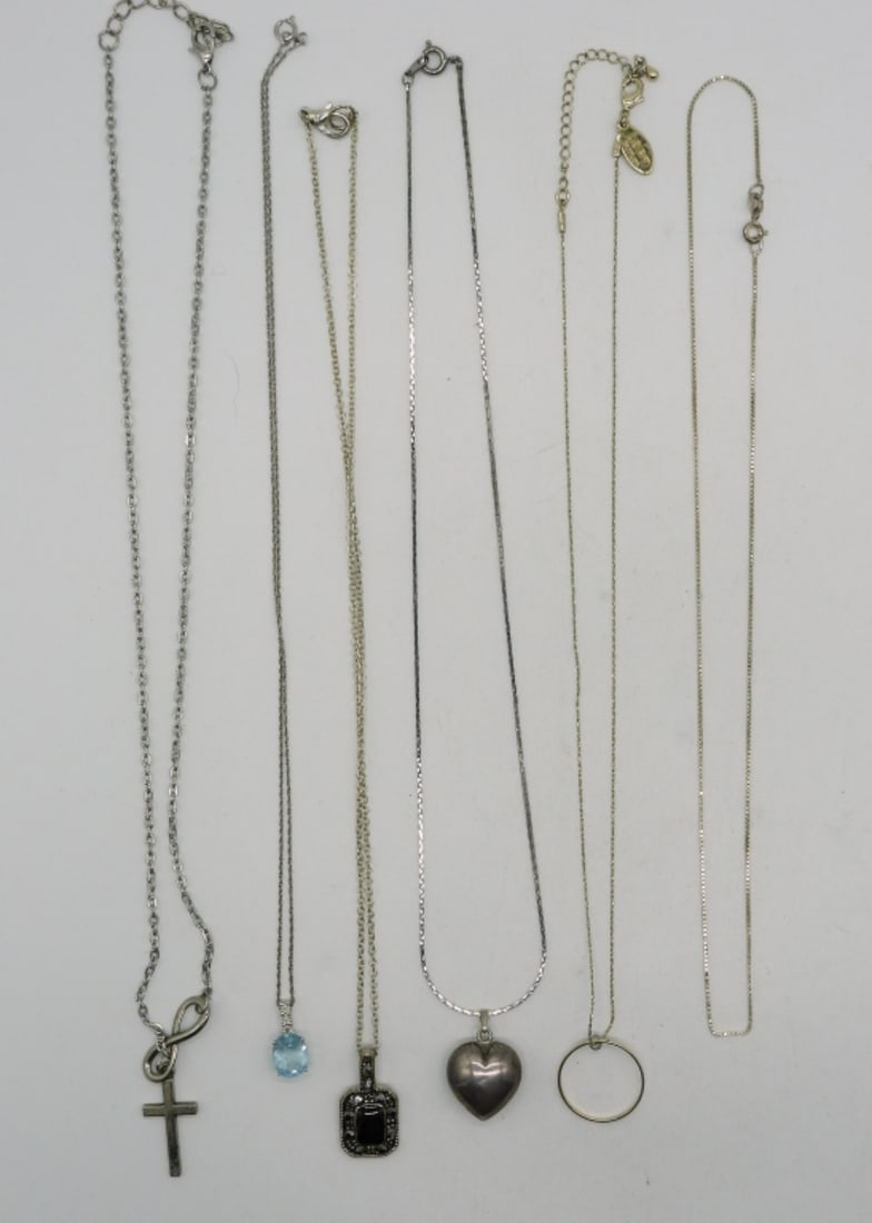 (6) Silver-Tone Necklaces: Chain like with some pendants, beautiful necklaces