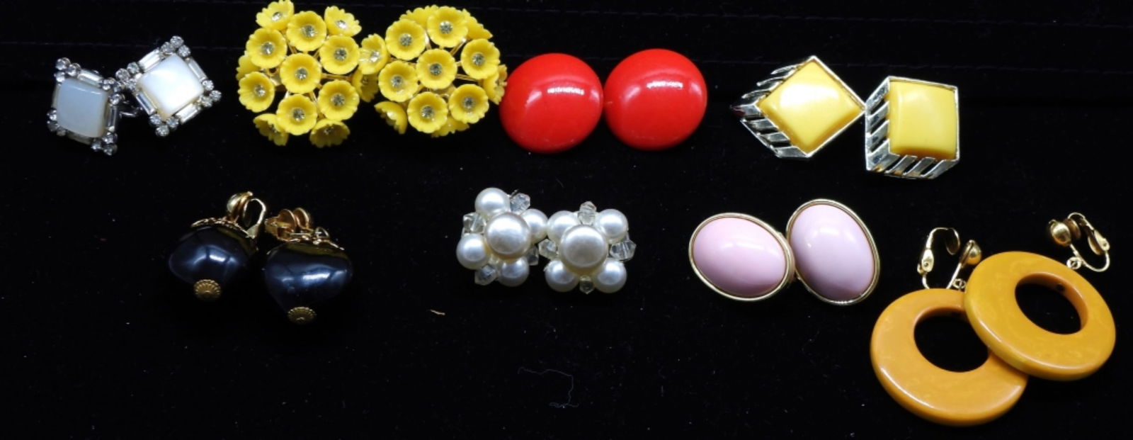 (8) Pair of Different Color Earrings: Clip on & Screw on