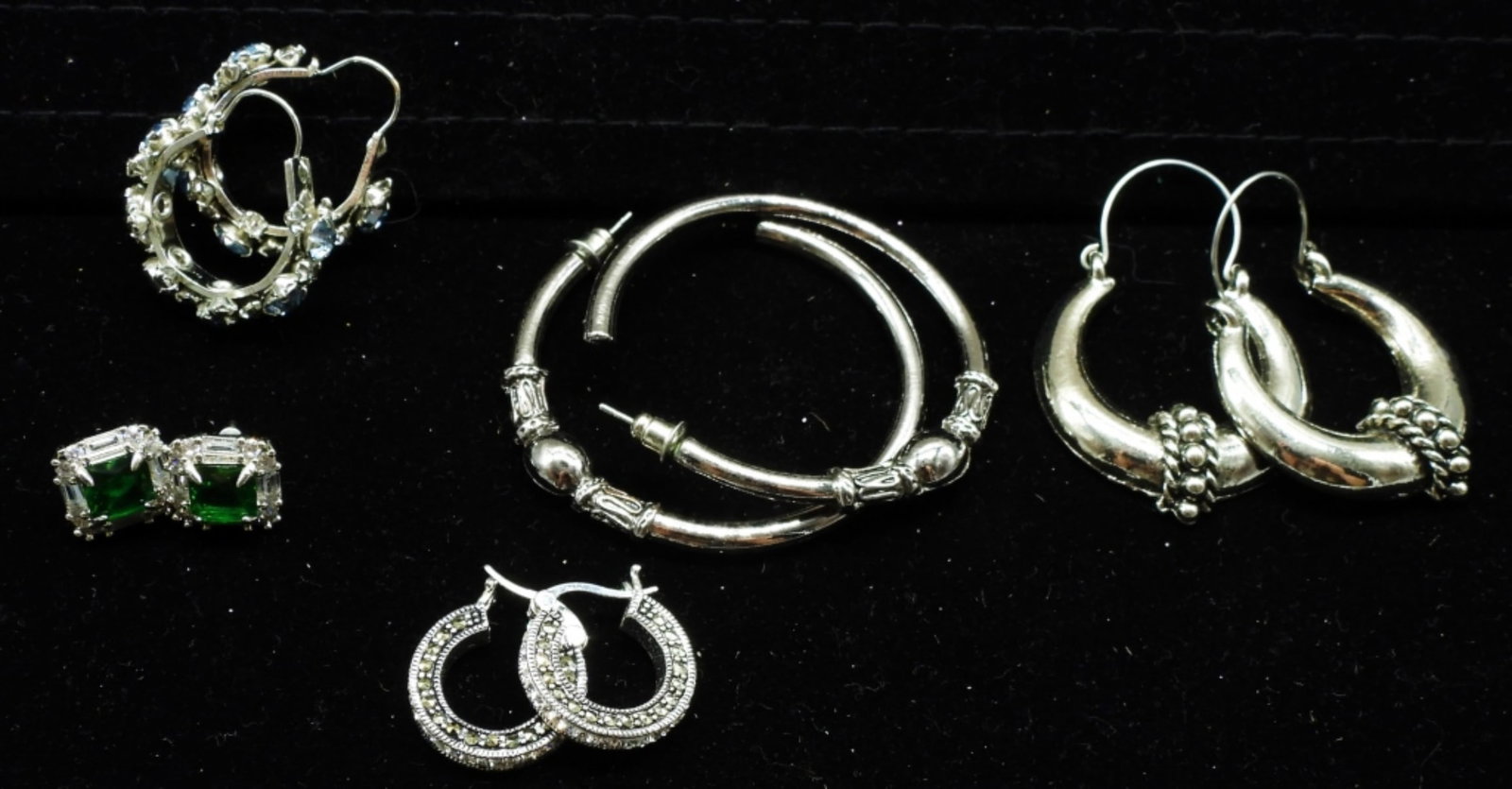 (5) Pair Silver Tone Earrings: Post Back