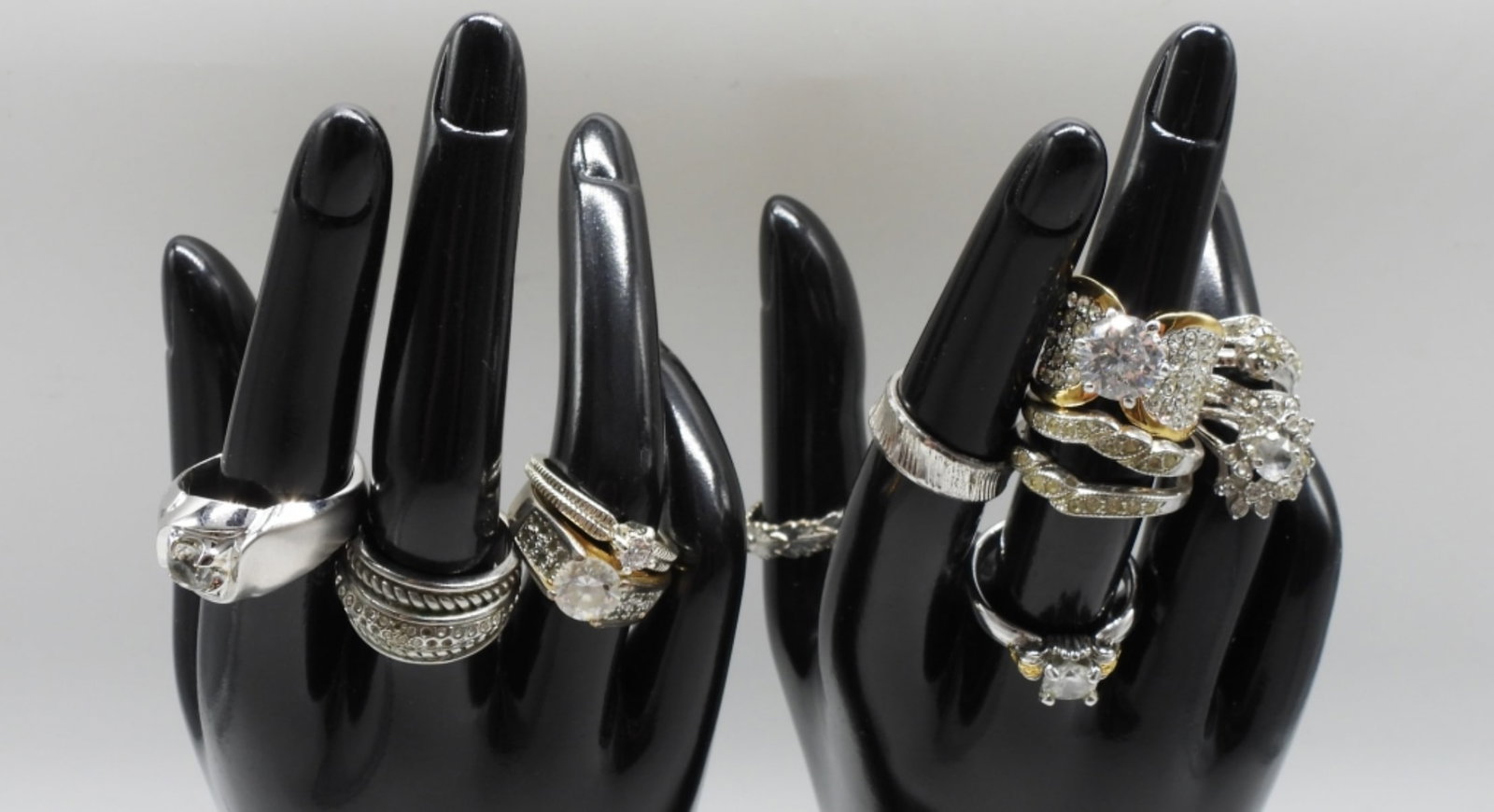 (11) Bridal Style Rings: Mostly Silver Tone