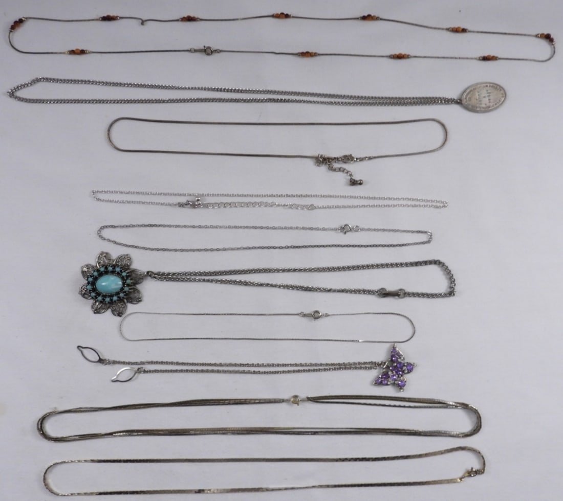 (10) Silver-Tone Necklaces: Visit us on Facebook!