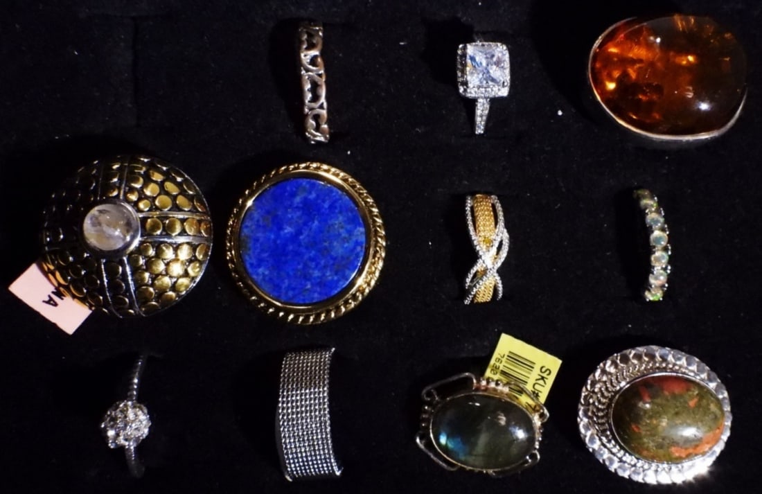 (10) Silver-Tone Rings: Sizes5.5-8.5