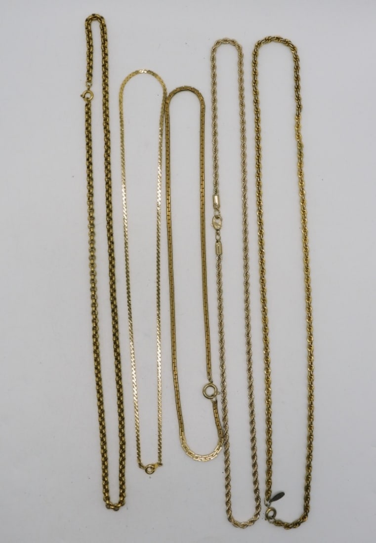 (5) Thick Gold-Tone Necklaces (1 of 1)
