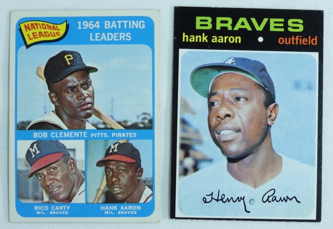 1964 Batting Leaders & Hank Aaron: Both in good condition, no rounded corners & No creases.