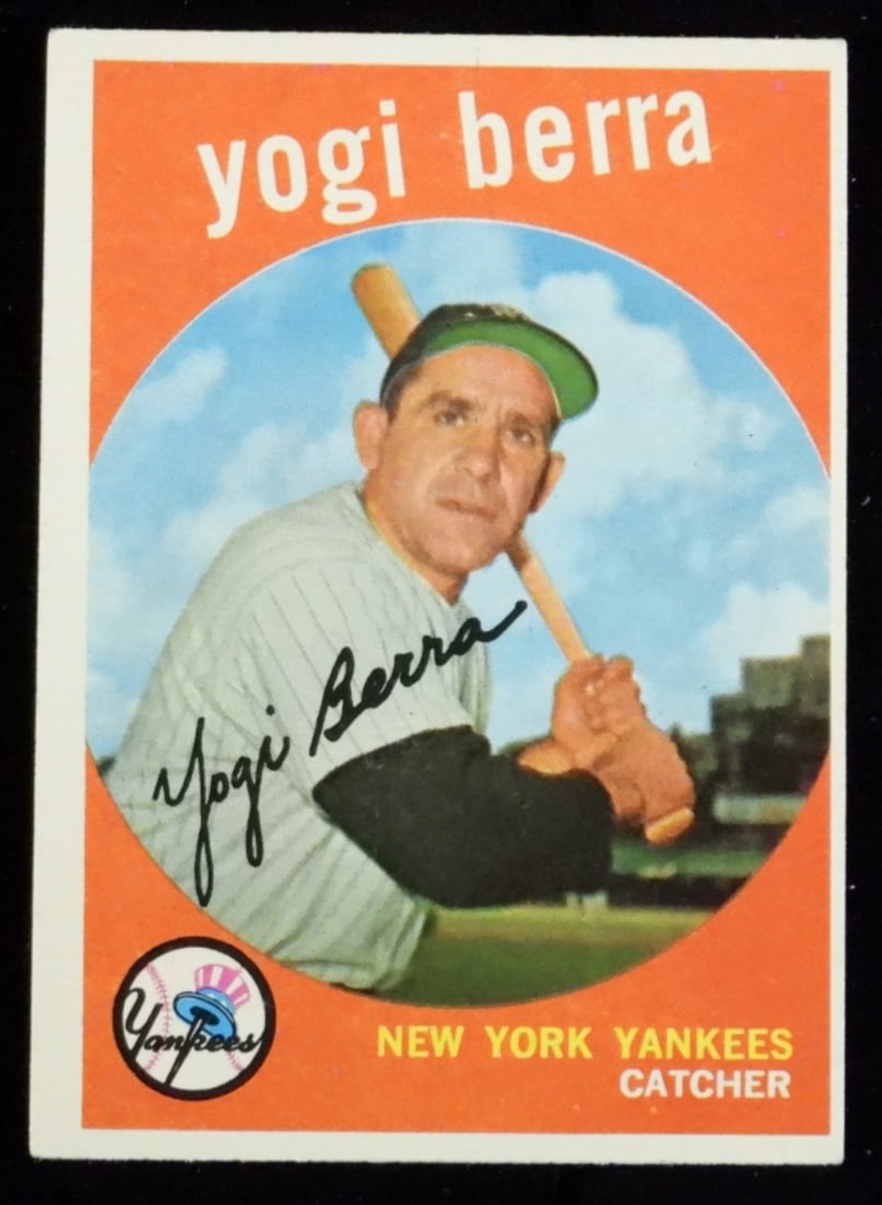 1959 Yogi Berra TOPPS #180: In G/VG condition with rounded corners.