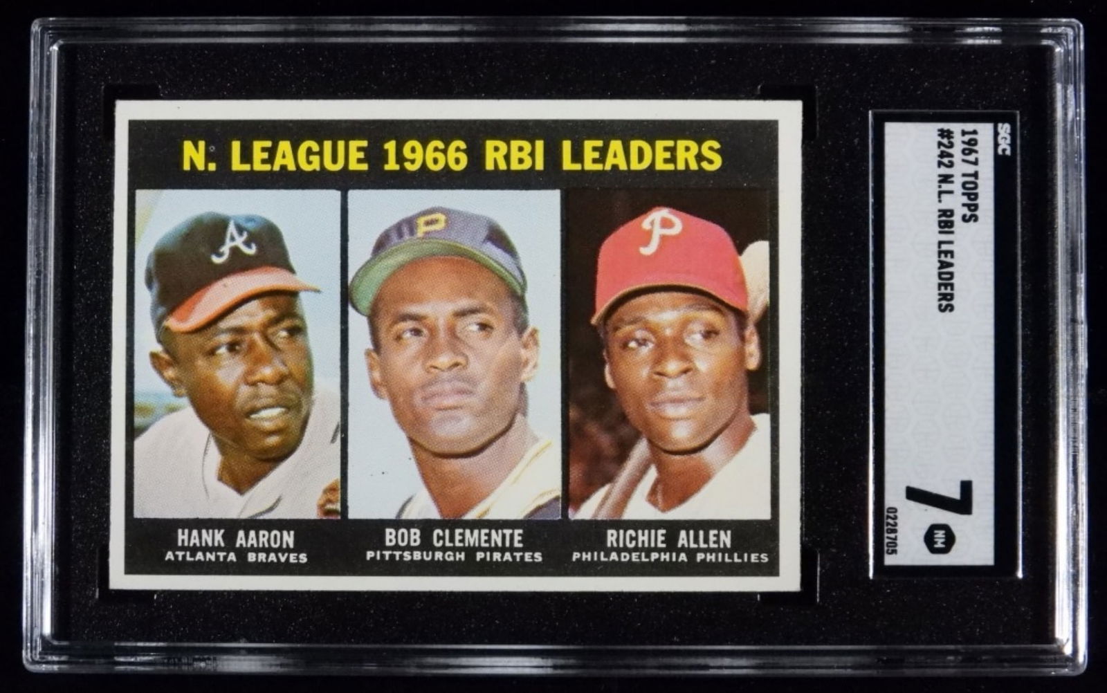 SGC 1967 TOPPS #242 1966 RBI Leaders 7 NM: National League SGC grade 7 NM