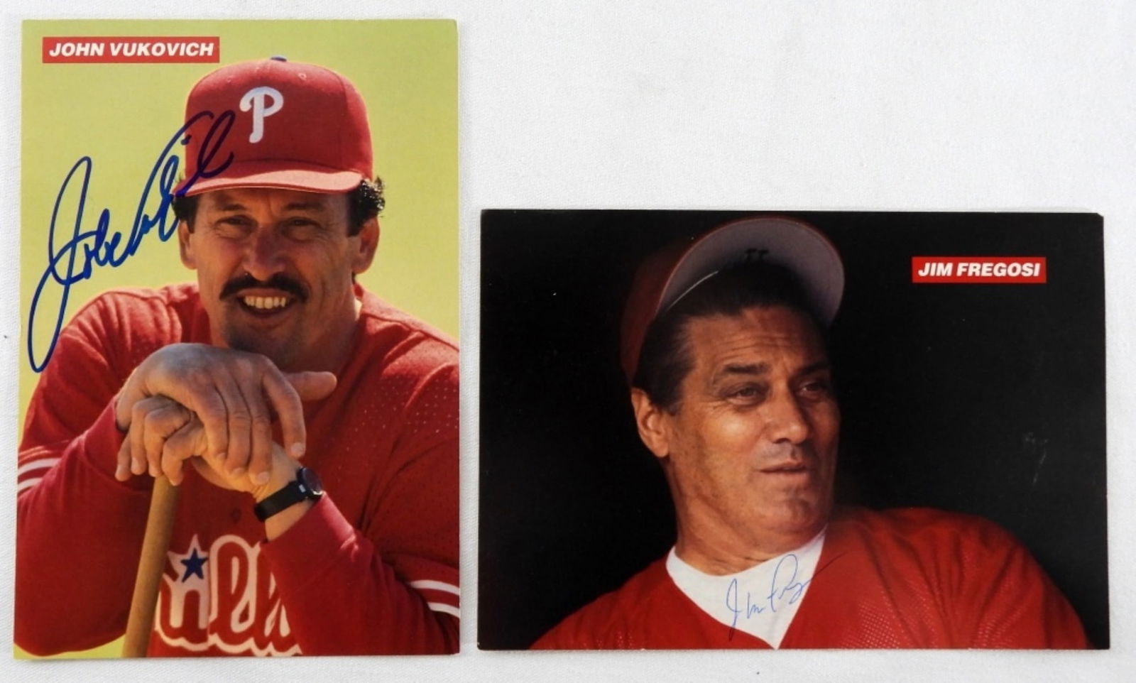(2) Autographed 5X7s: 1) John Vukovich. 2) Jim Fregosi.