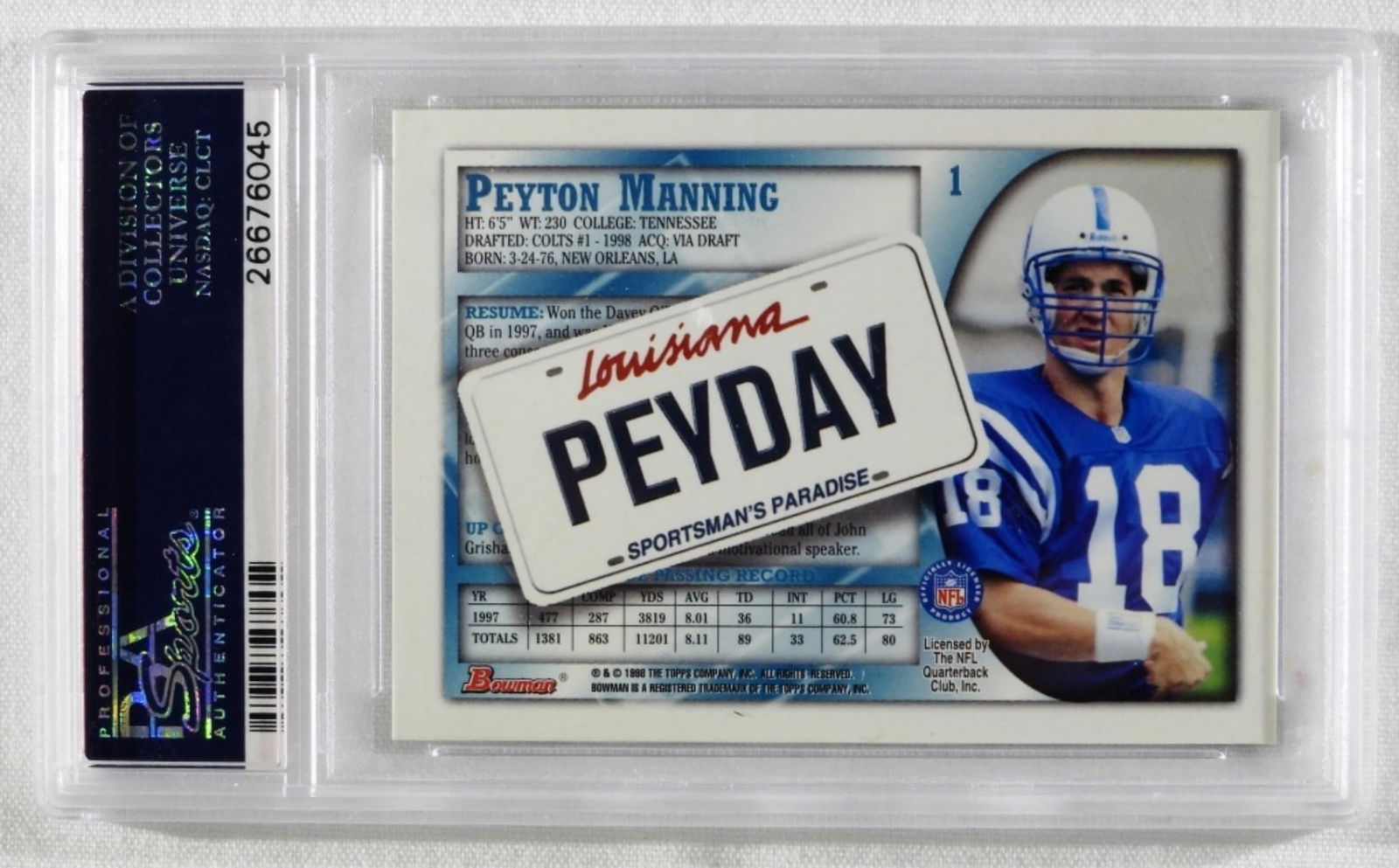 PSA 1998 Bowman Interstate Peyton Manning #1 - 2