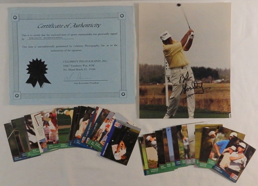 Signed 8x10 Of Bob Goalby And (35) Cards: Unsorted, ungraded, various years, and teams