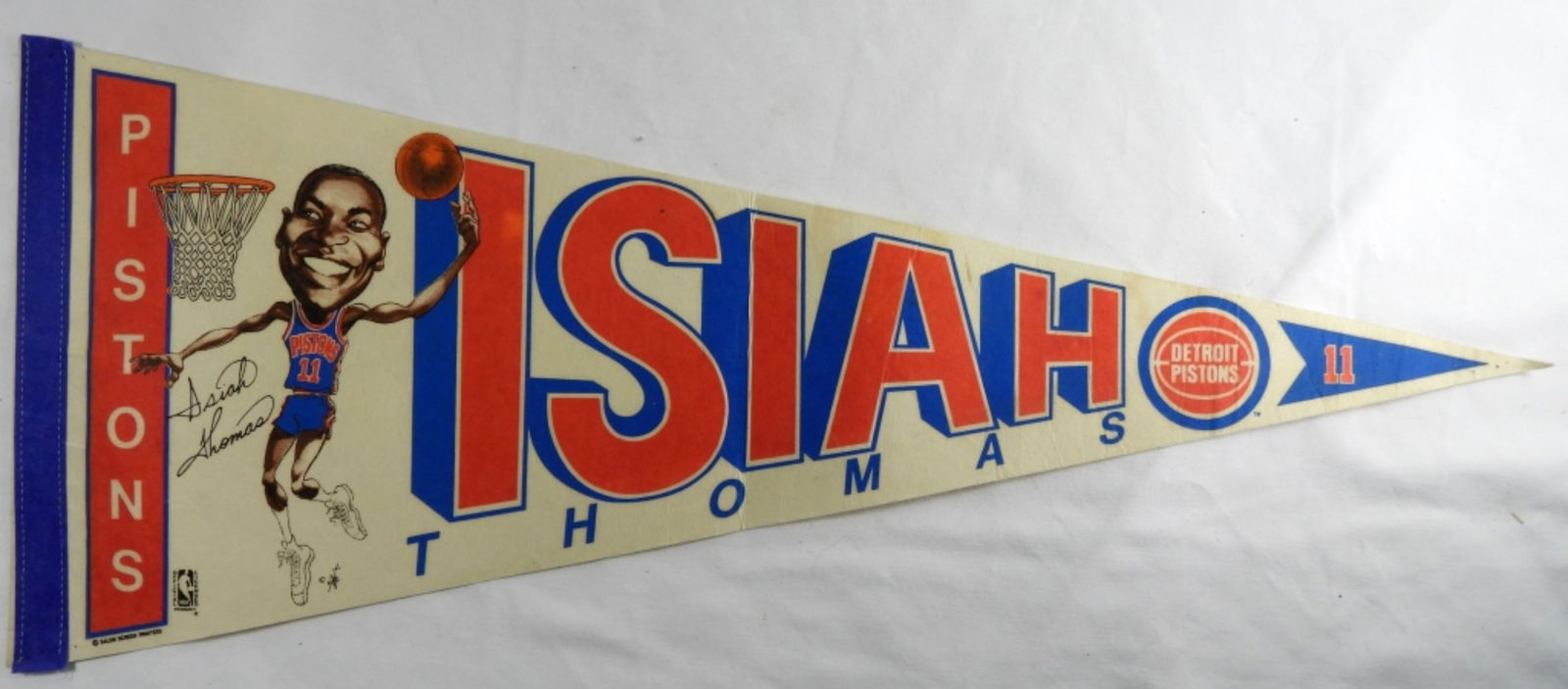 Pistons 1980s Pennant: Isiah Thomas Salem Sports Wear