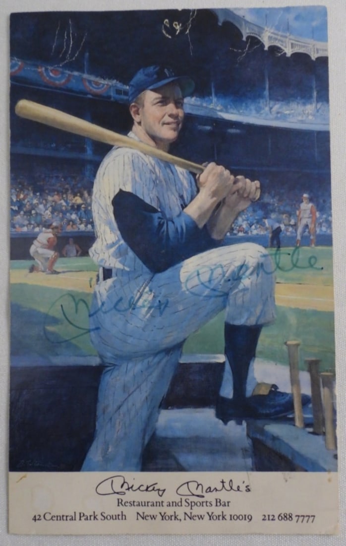 Mickey Mantle Signed Postcard COA - 2