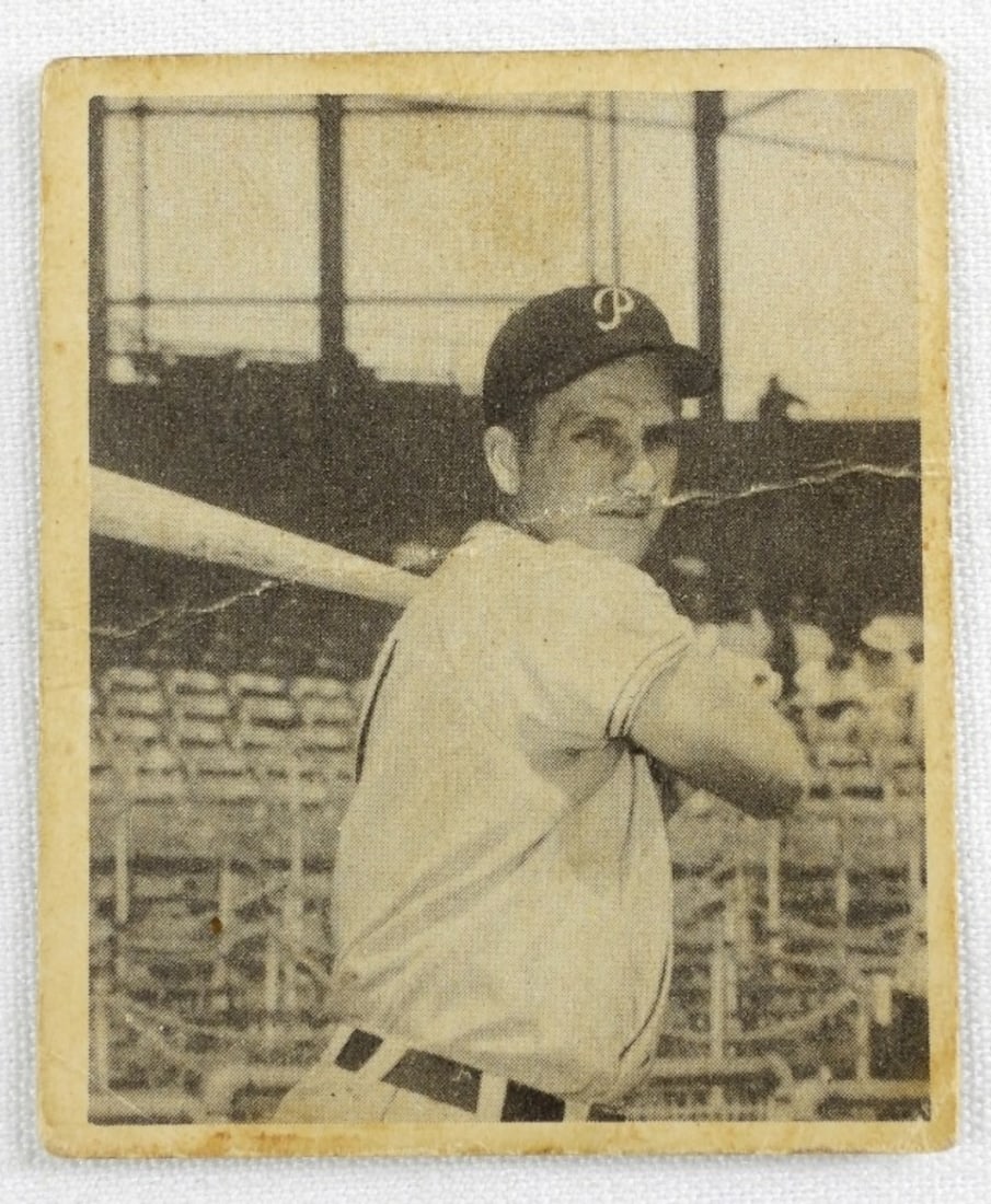 Ralph Kiner Bowmna 1948 Card: Some creasing across the card, corners are rounded. Fair condition.