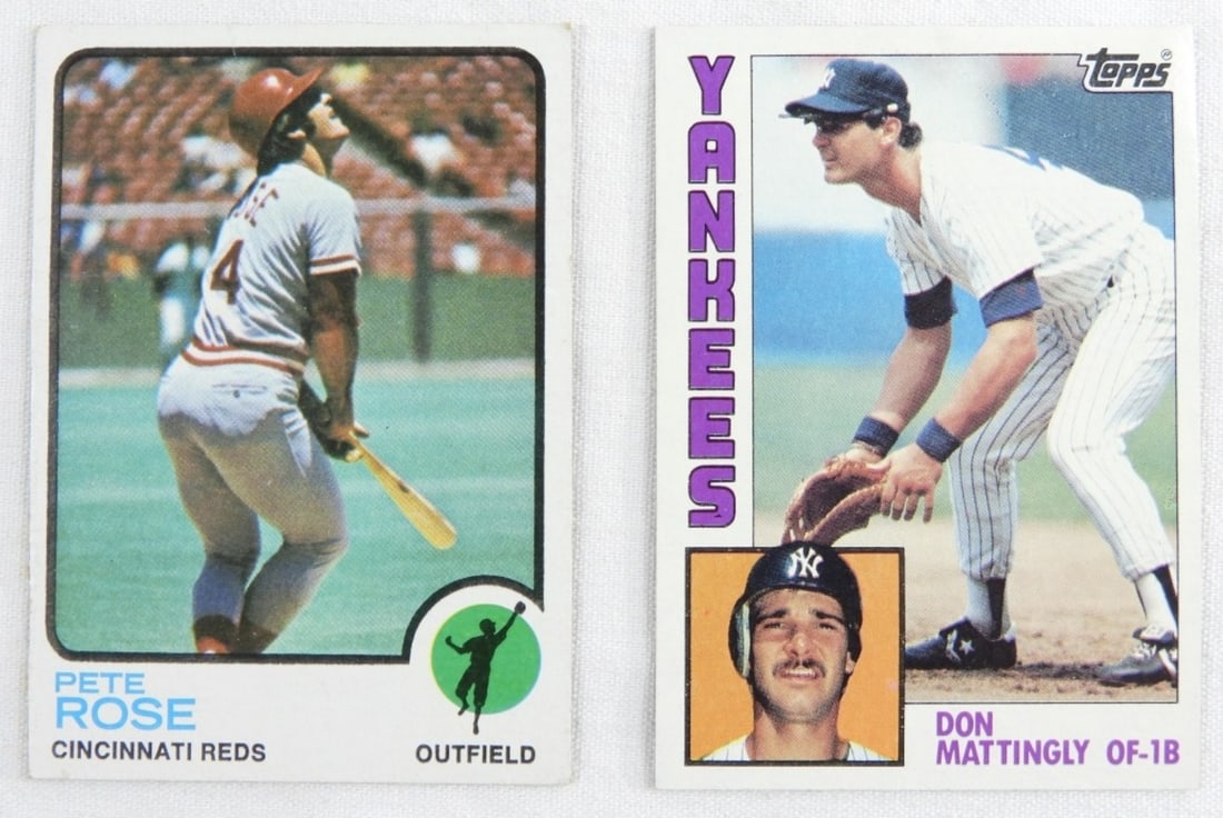 Pete Rose & Don Mattingly TOPPS Cards: Both in good condition, noo creasing and corners are not rounded