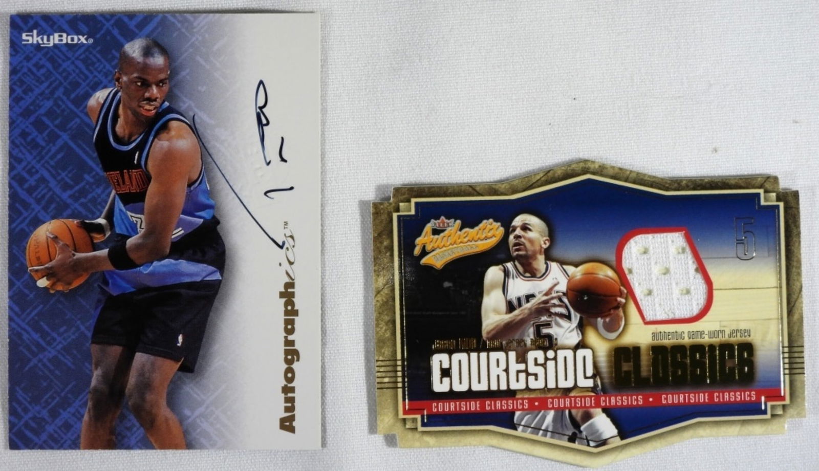 (2) Basketball Cards: 1) Fleer CC-JK Jason Kidd. 2) Autographed 1996 Tyrone Hill Skybox card. (no COA.)