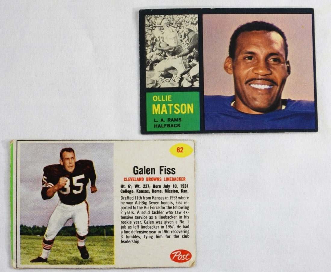 Galen Fiss & Ollie Matson Cards: Fiss has rounded corners from post. Matson is TOPPS and has no creasing and slight rounded corners