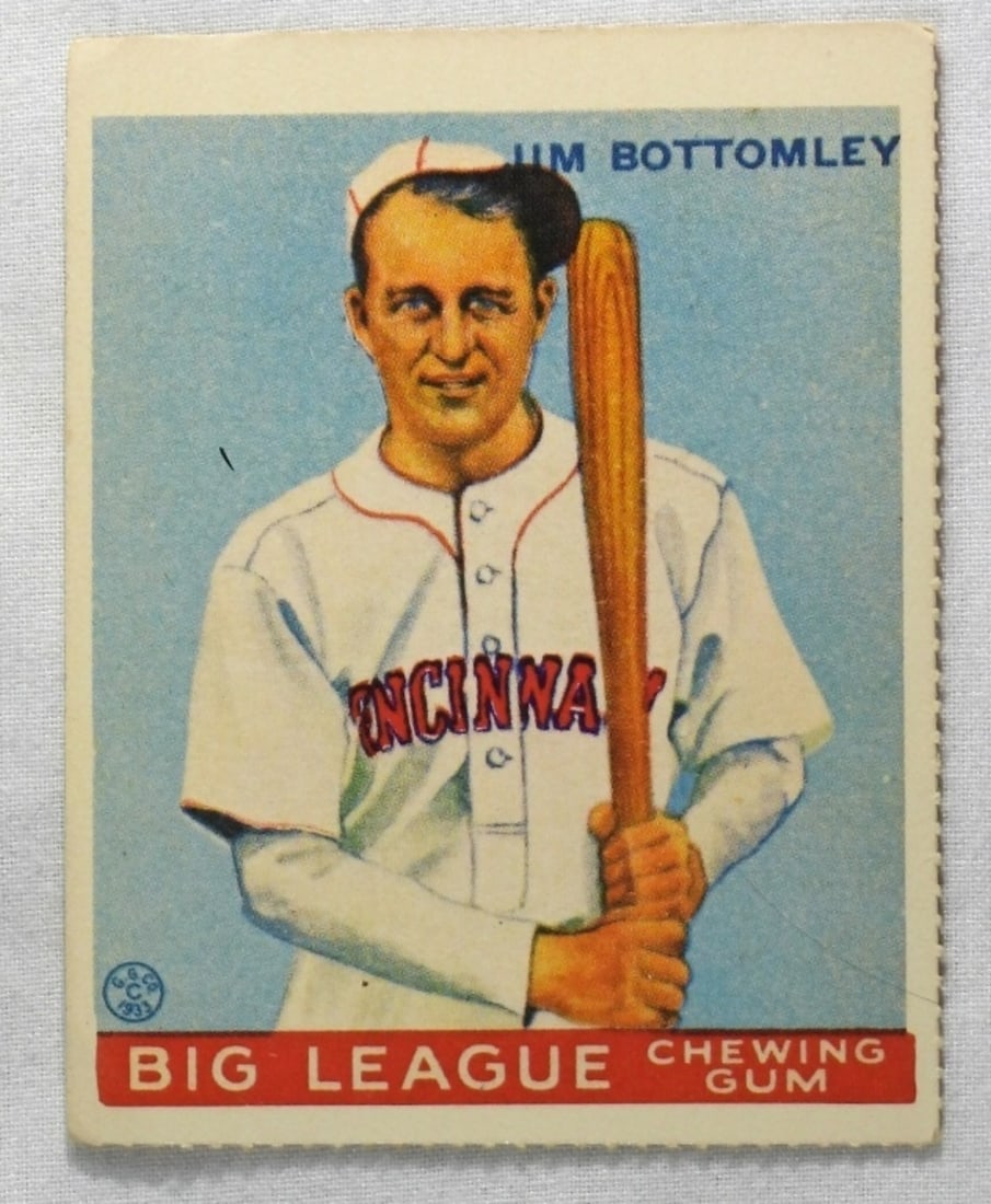 Jim Bottomley Big League Chewing Gum: Corners are slightly rounded, no creasing. In good condition