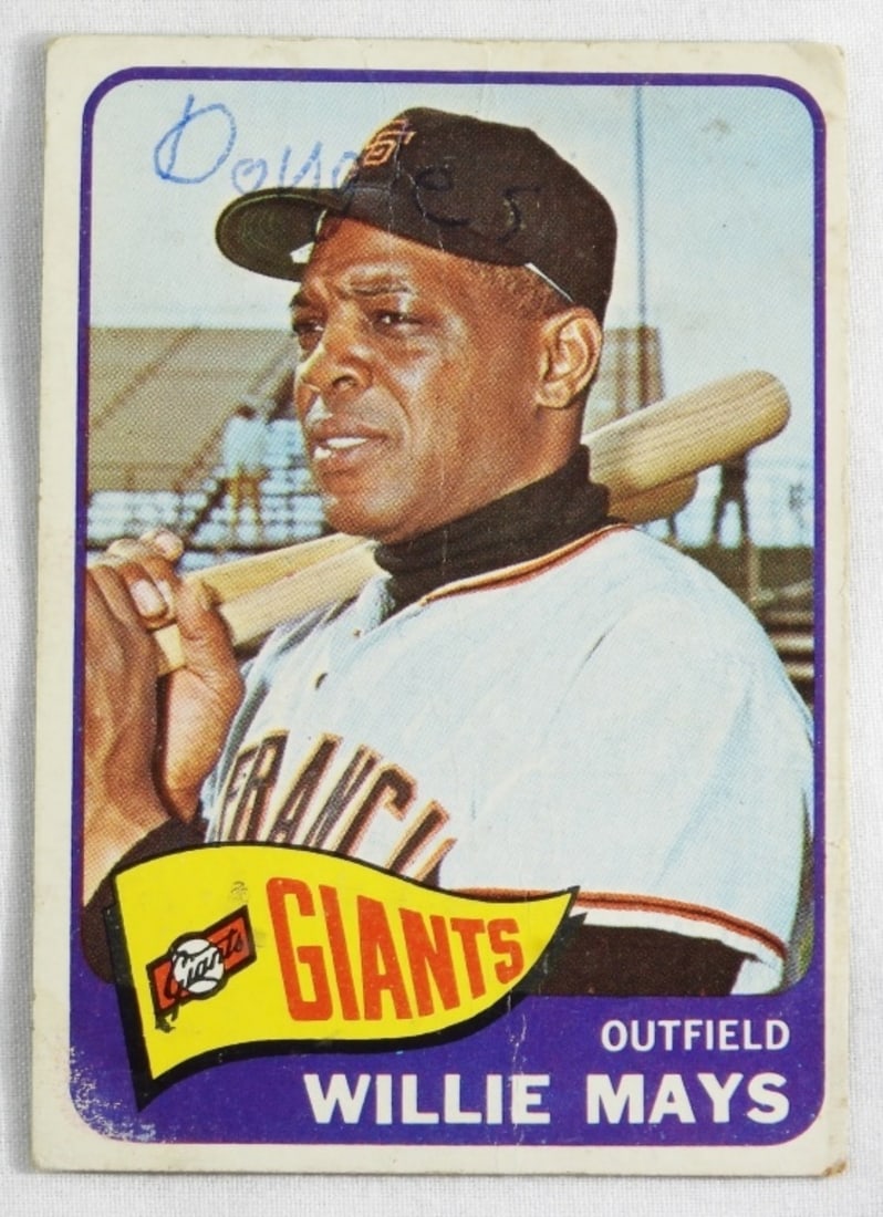 Willie Mays TOPPS #250: Corners are rounded, some creasing, writing on the front of the card