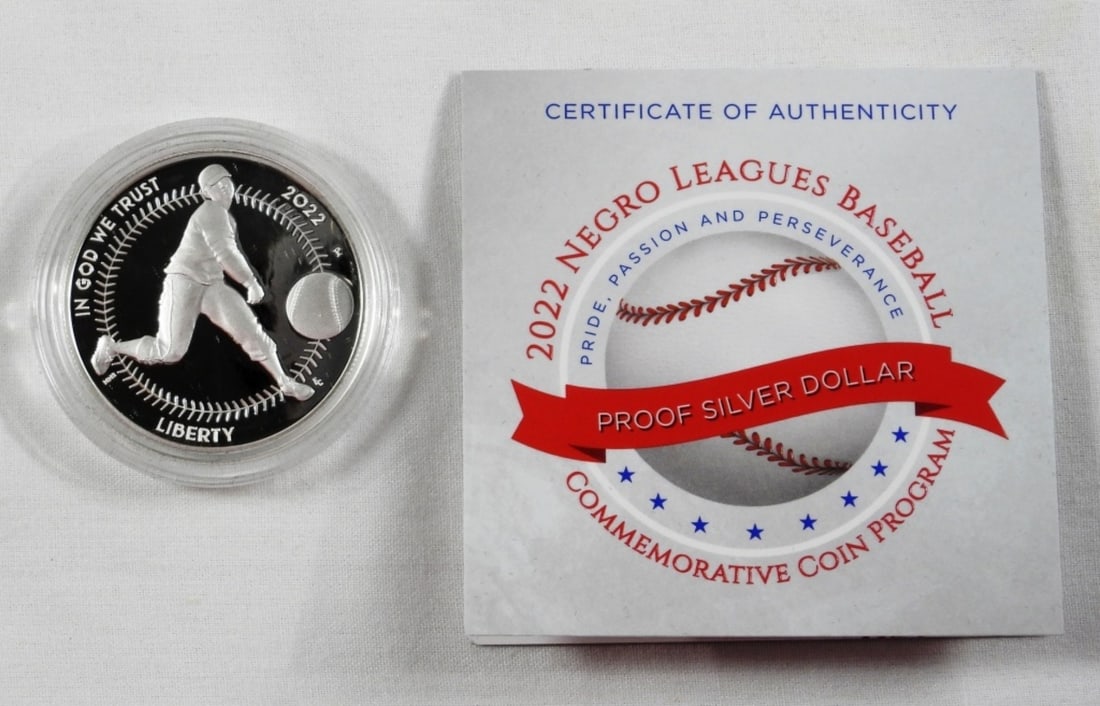 2022 Negro Leagues Commemorative Coin: Silver dollar in the original case.