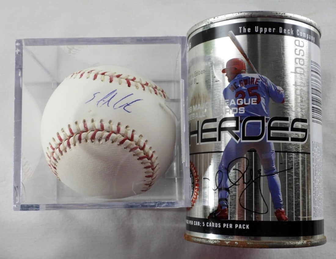 Mark McGwire Can & A Signed Baseball: No COA Hologram 863917 FJ (Baseball)