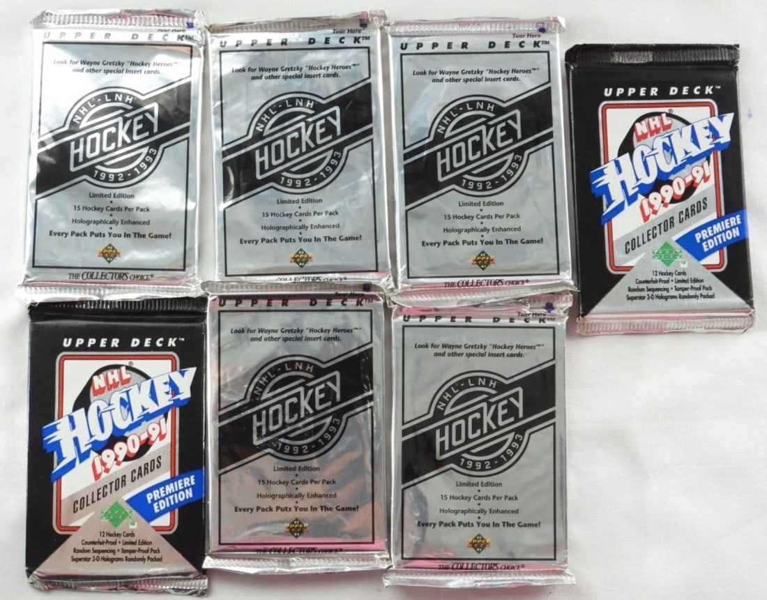 (7) 1990's Unopened Hockey Card Packs: All are Upper Deck