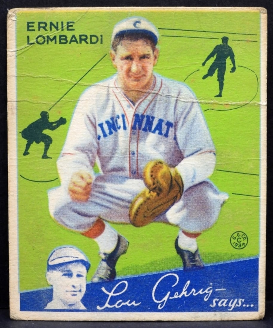 Ernie Lombardi Big League Chewing Gum: Creased, corners rounded. Poor condition
