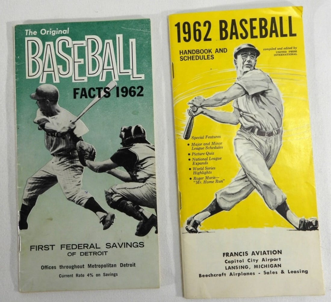 (2) 1962 Baseball Booklets: 1) The Original Baseball Facts 1962. 2) 1962 Baseball Handbook and Schedules