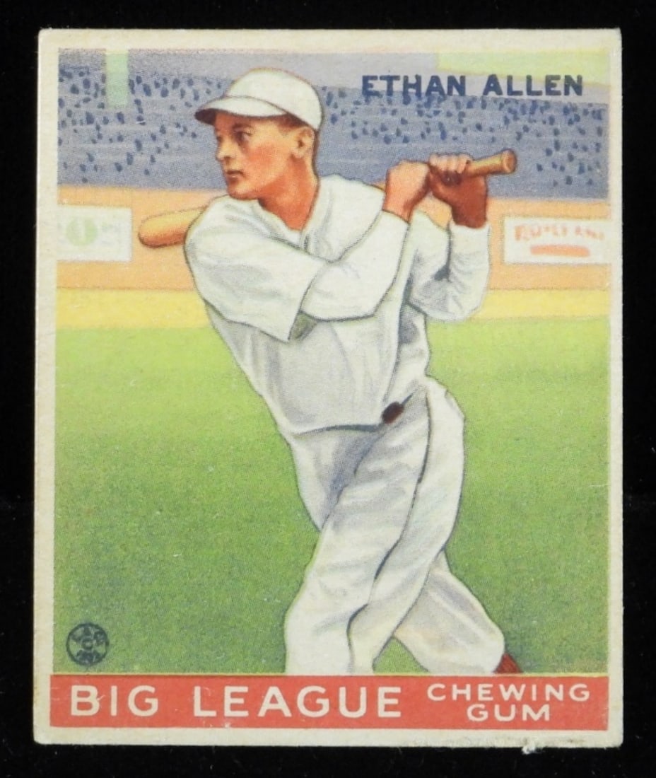Ethan Allen Big League Chewing Gum: No creasing, rounded corners and one edge is worn. Good condition