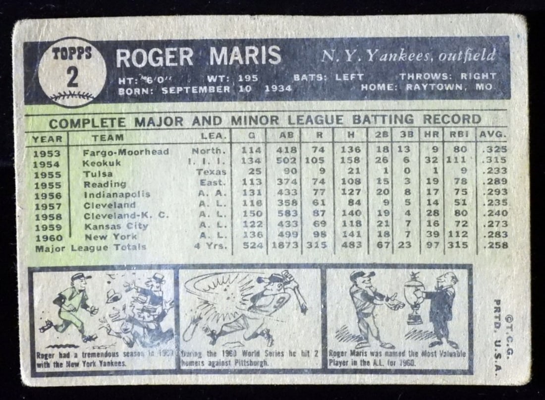 Roger Maris TOPPS #2 1961 - 2