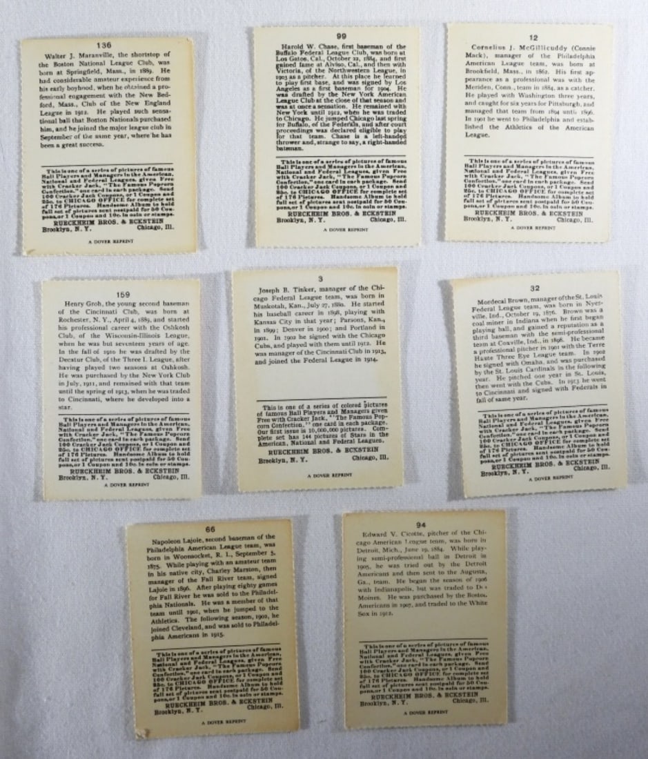 (8) Reprint Cracker Jack Cards - 2