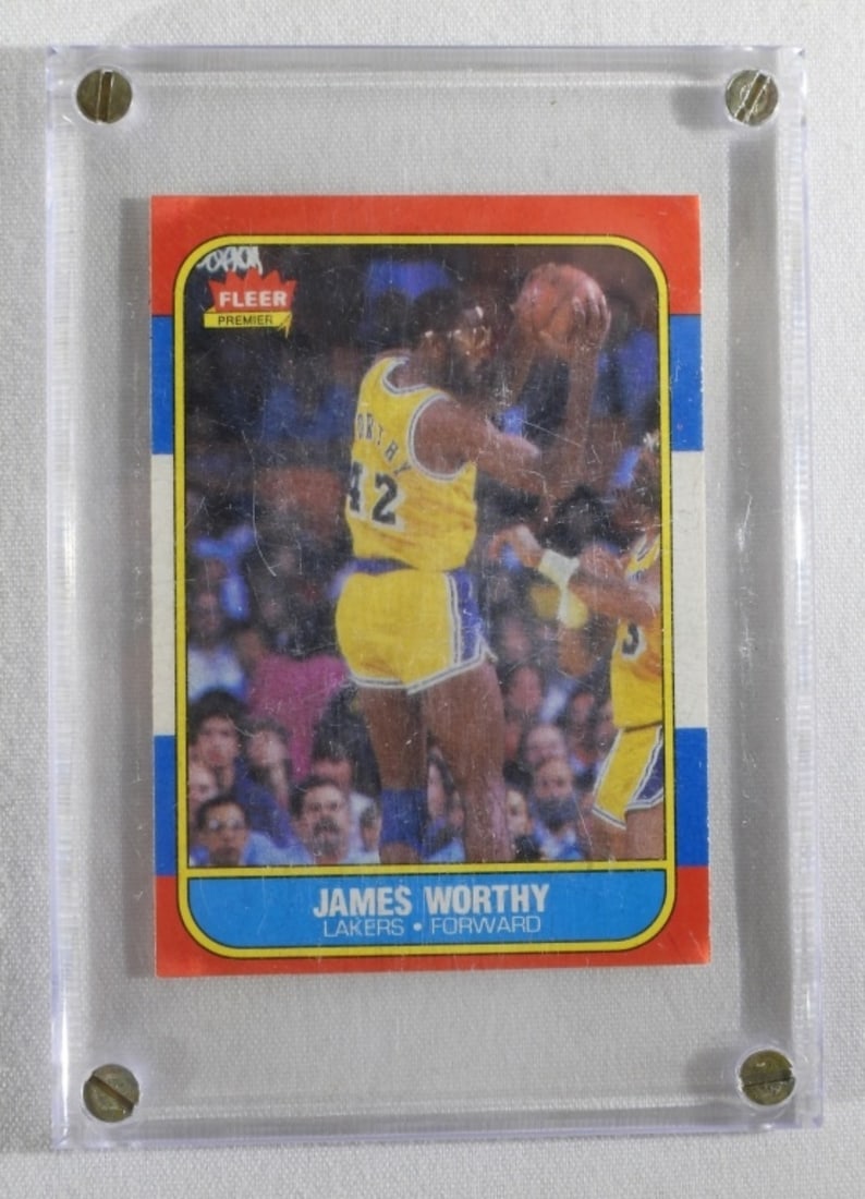 Fleer #131 James Worthy VG: In a hard case. Evoking childhood memories
