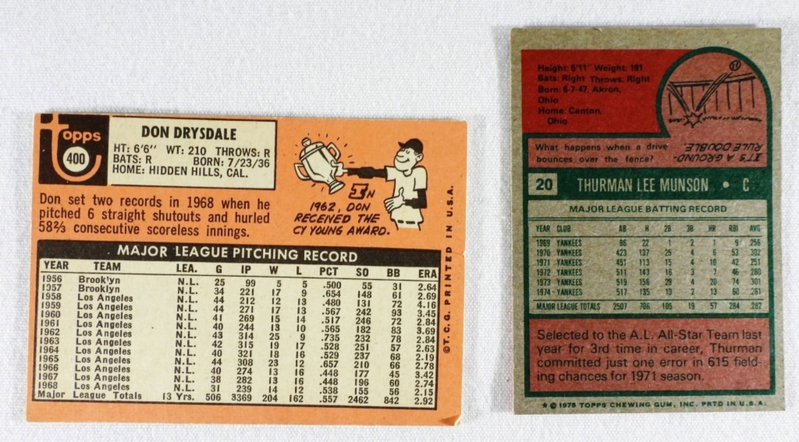 (2) TOPPS Baseball Cards VG - 2