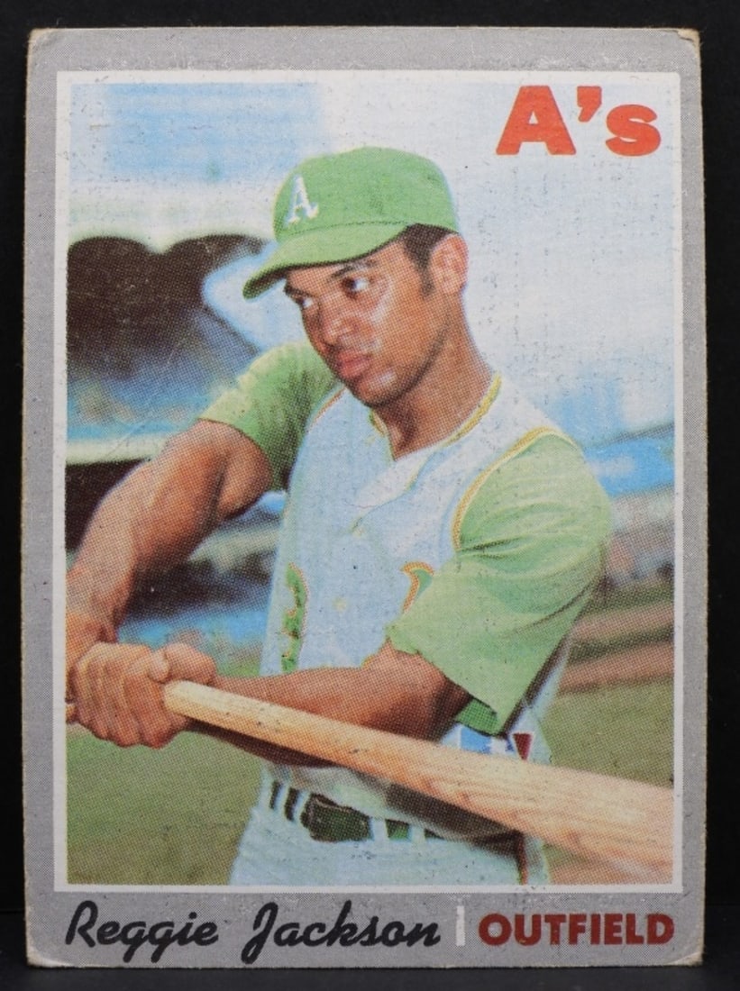 TOPPS #140 1970 Reggie Jackson G: Slight discoloration.