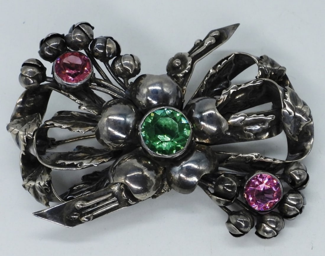 Hobe Sterling Rhinestone Brooch 1940's (1 of 2)