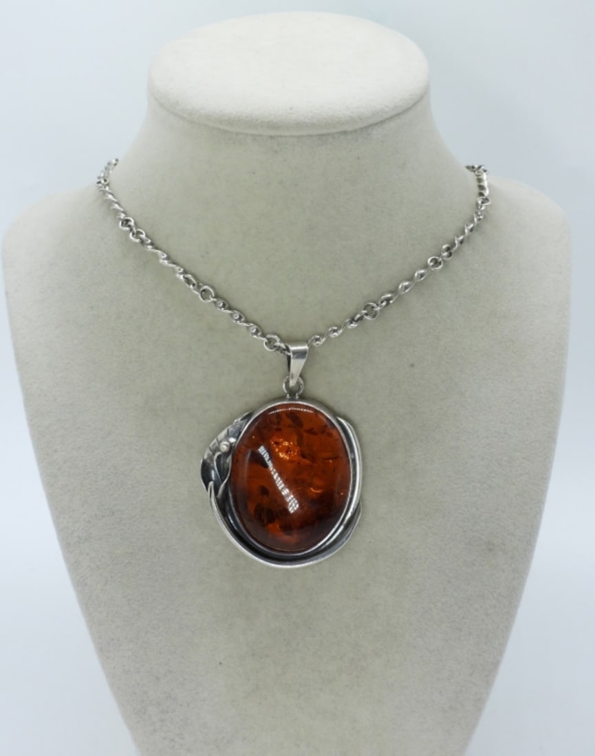 Large Amber 925 Necklace (1 of 2)