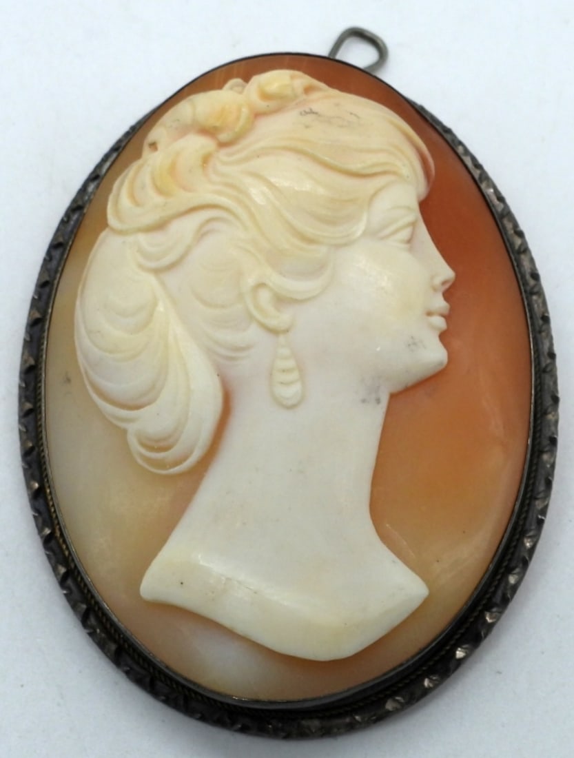 Large 800 Silver Vintage Cameo Brooch/Pin (1 of 2)