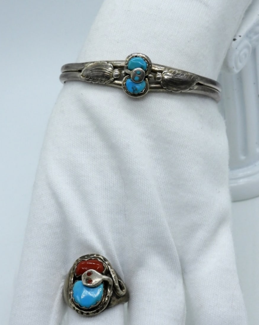 Zuni Snake 925 Turquoise Matching Set (1 of 4)