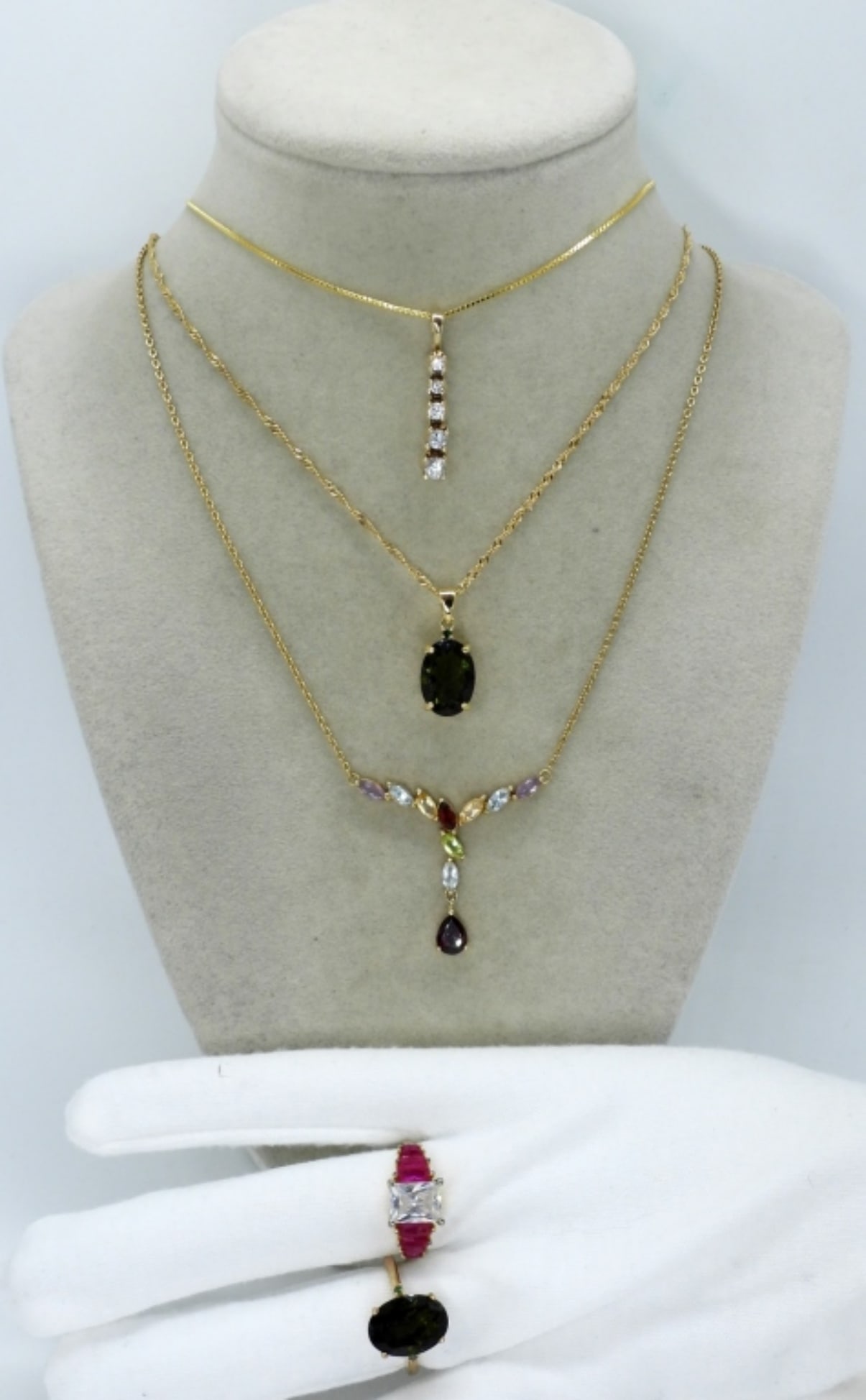 Gold Tone 925 Gemstone Necklaces & Rings (1 of 3)