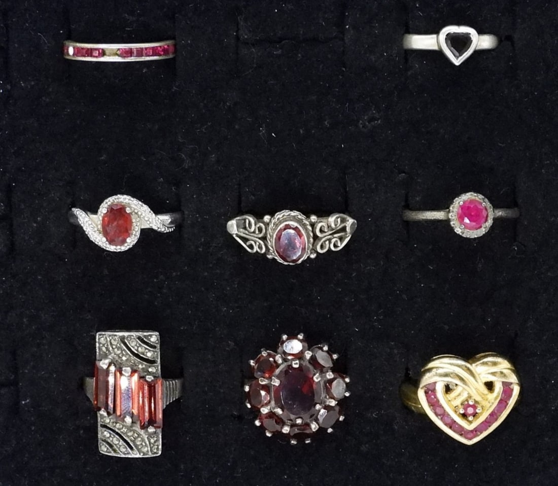 8 Sterling Garnet Fashion Rings (1 of 2)