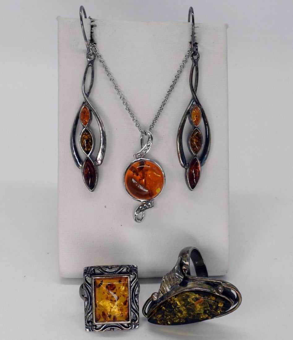 Vintage & Modern Amber Sterling Jewelry (1 of 4)