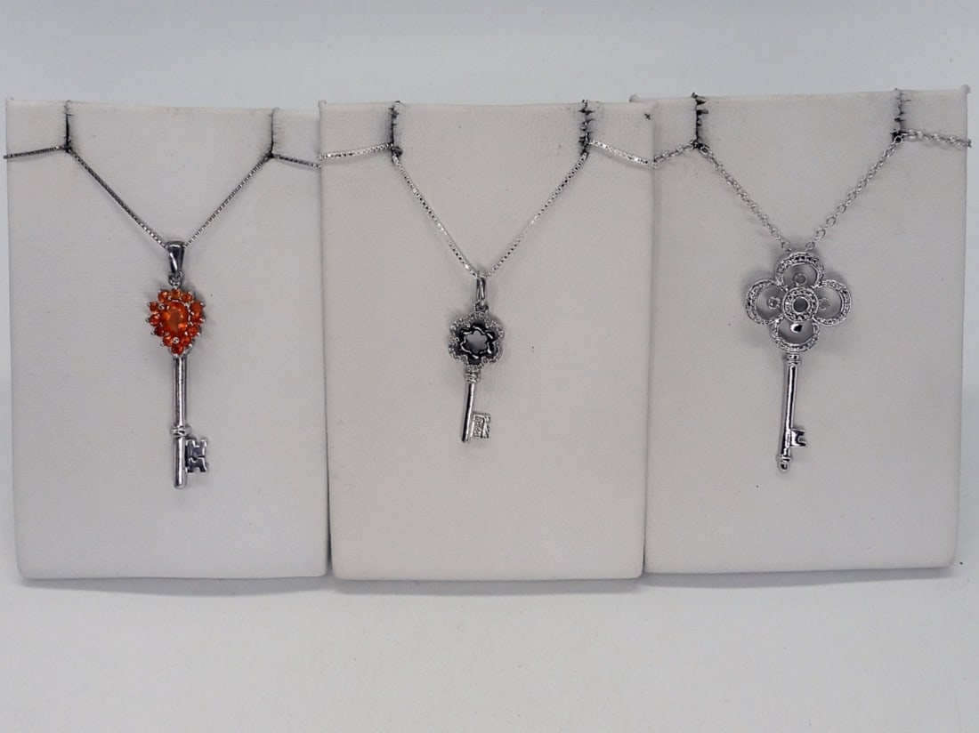 3 Sterling Skeleton Key Necklaces (1 of 4)