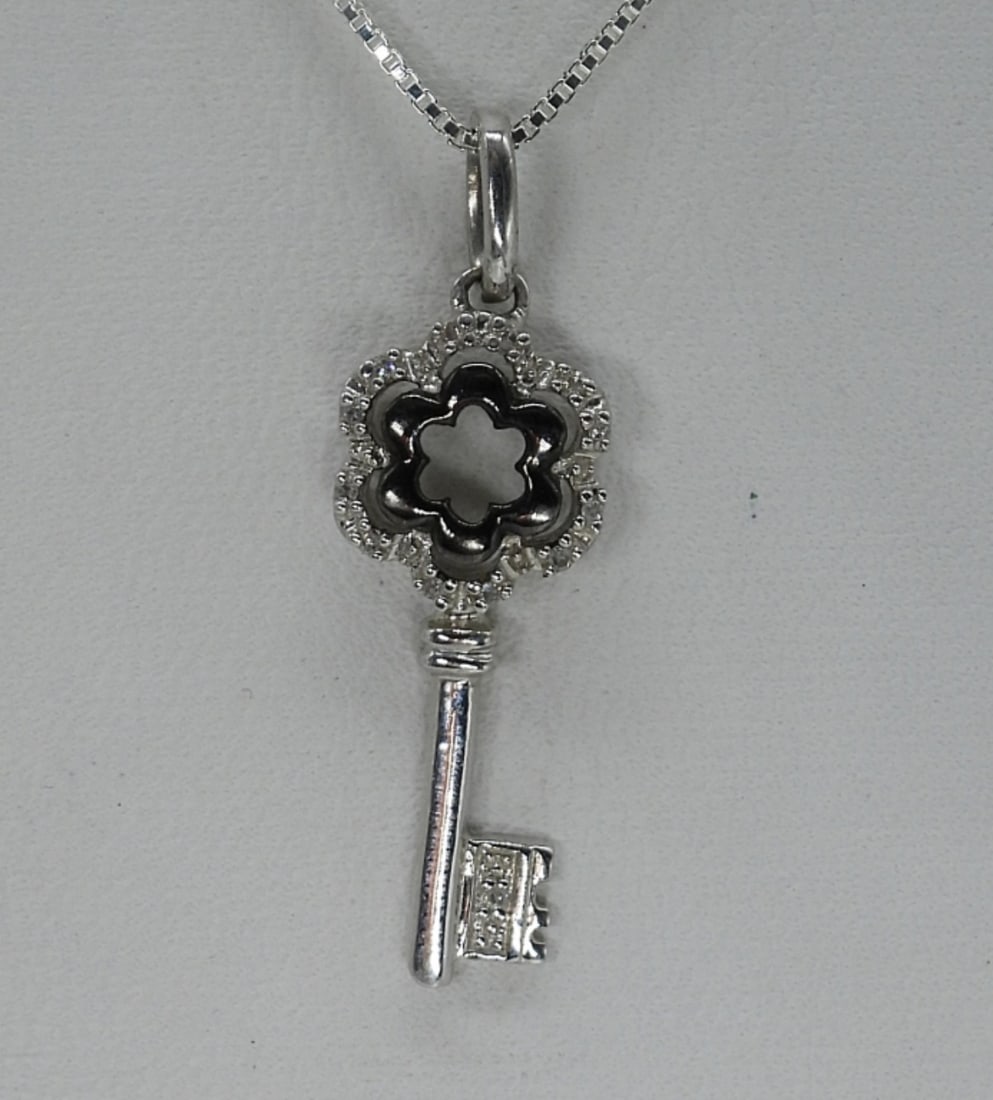 3 Sterling Skeleton Key Necklaces - 3