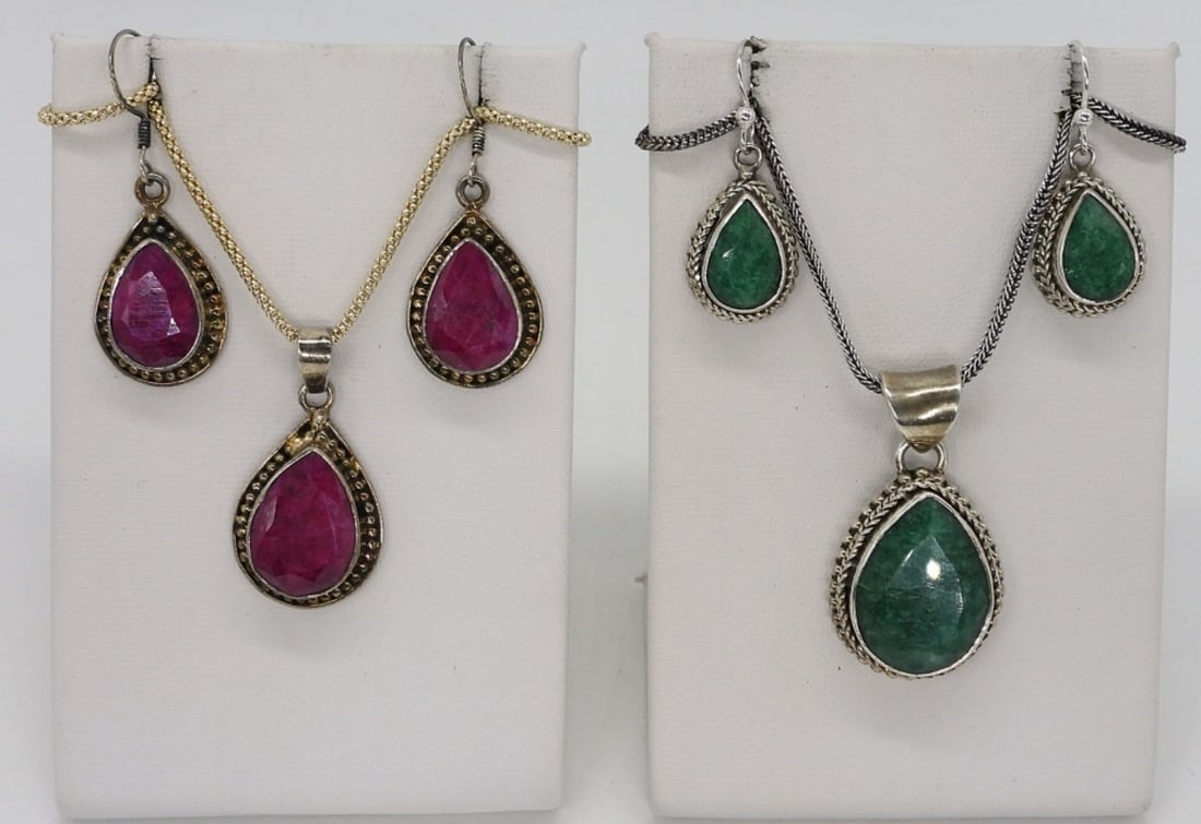 Natural Emerald & Ruby 925 Sets (1 of 1)