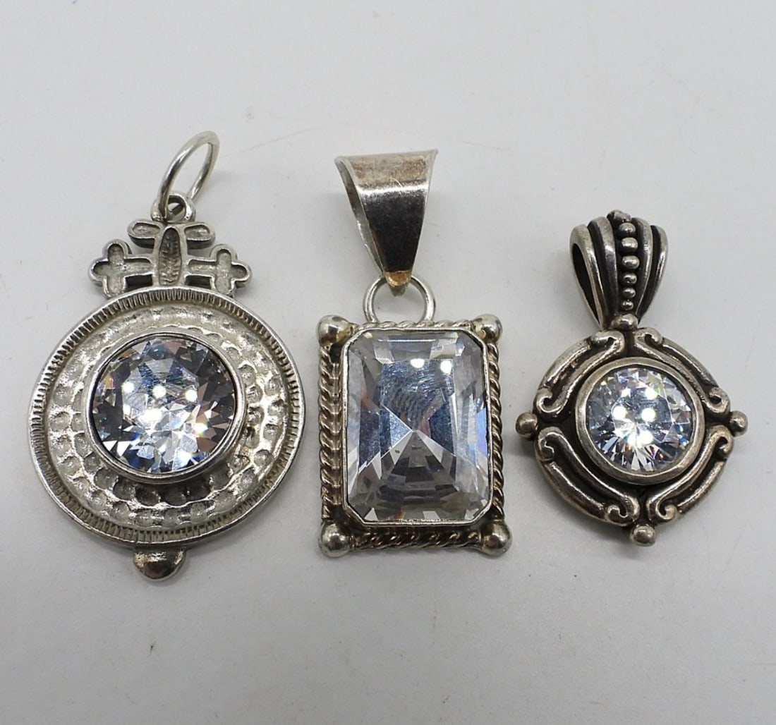3 Gemstone Sterling Pendants (1 of 2)