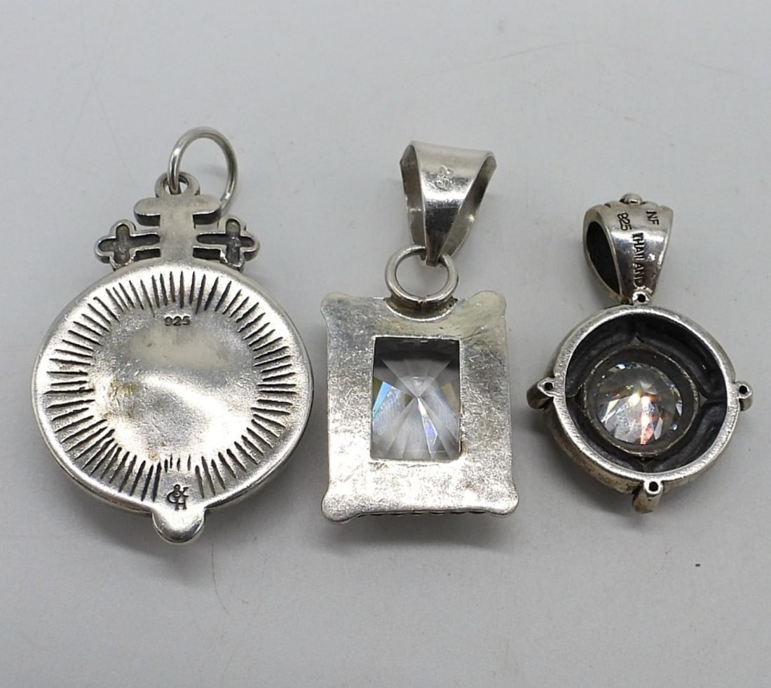 3 Gemstone Sterling Pendants - 2